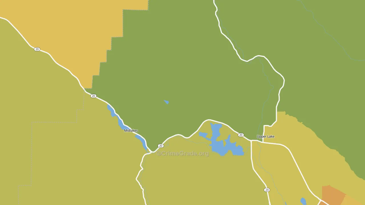Witter Springs, CA Map of Vehicle Theft Rates