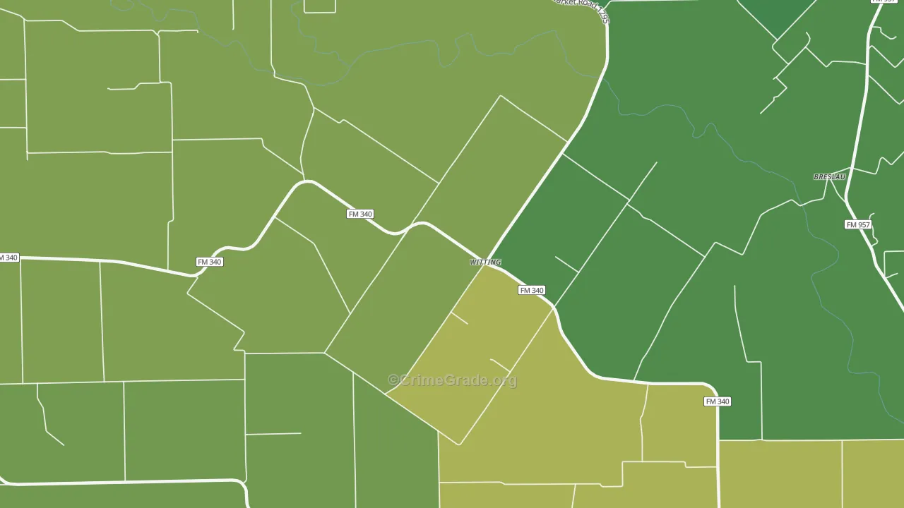 Witting, TX Map of Vehicle Theft Rates