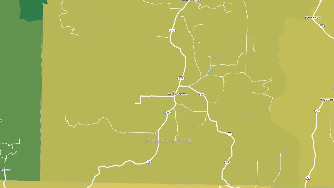 Witts Springs, AR Map of Vehicle Theft Rates