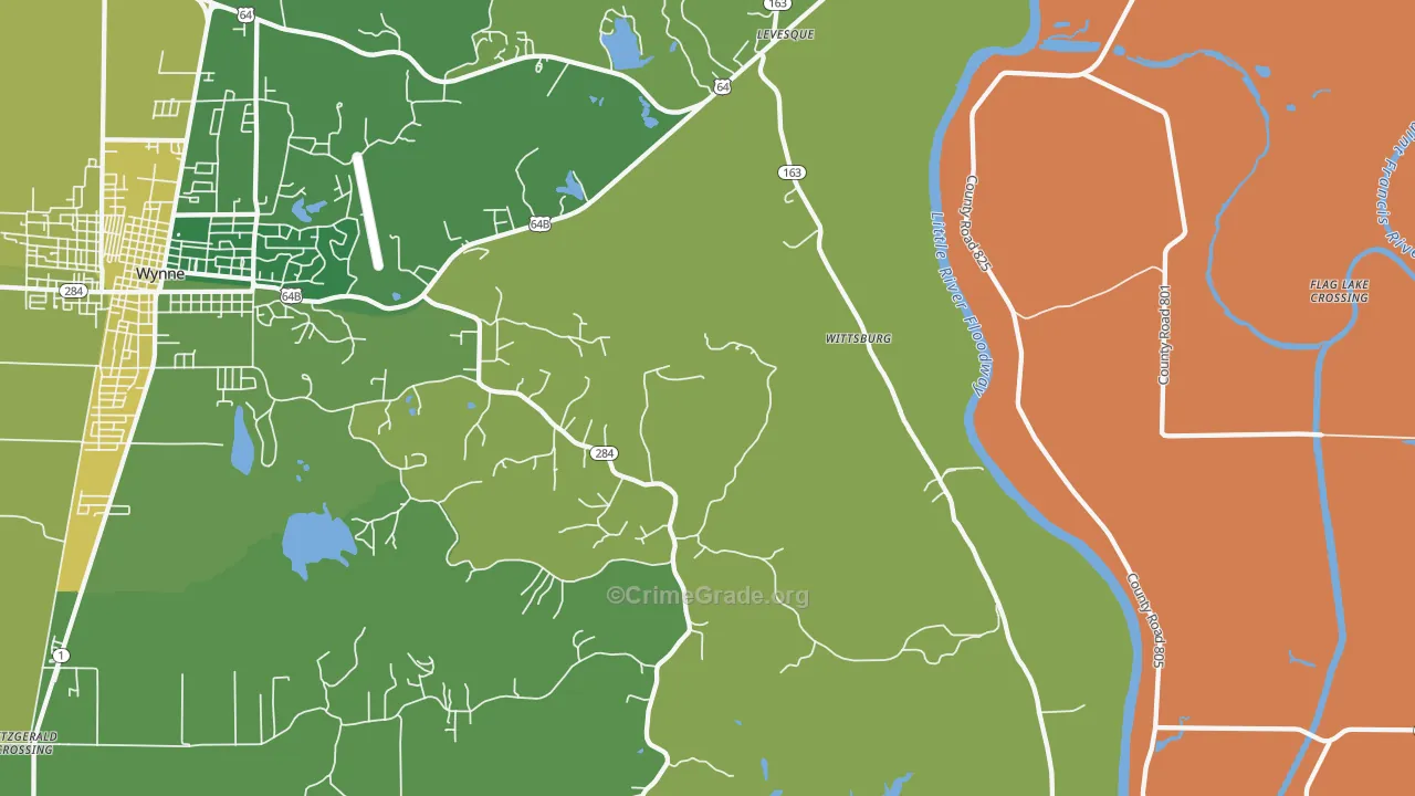 Wittsburg, AR Map of Vehicle Theft Rates
