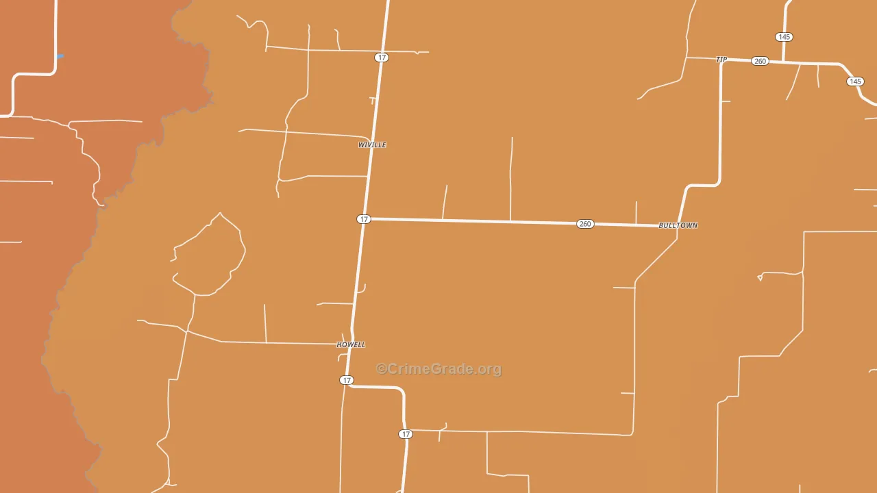 Wiville, AR Map of Vehicle Theft Rates