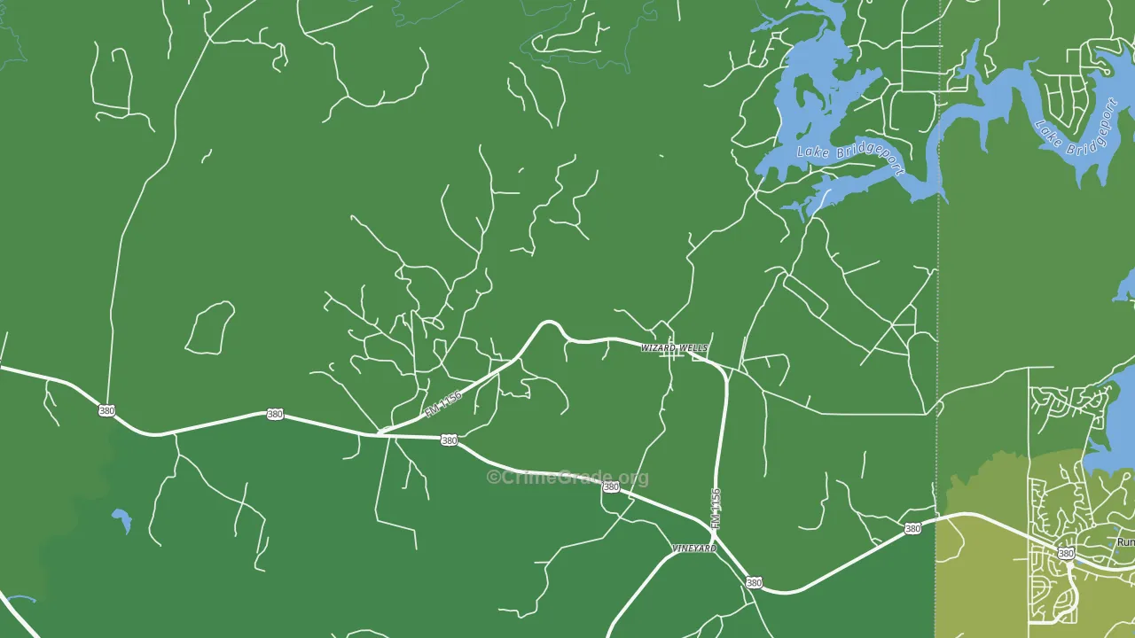 Wizard Wells, TX Map of Vehicle Theft Rates