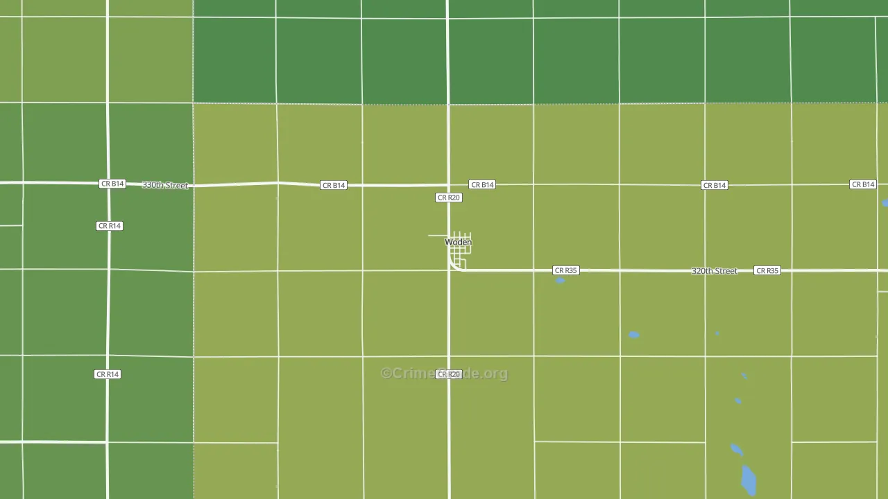 Woden, IA Map of Vehicle Theft Rates