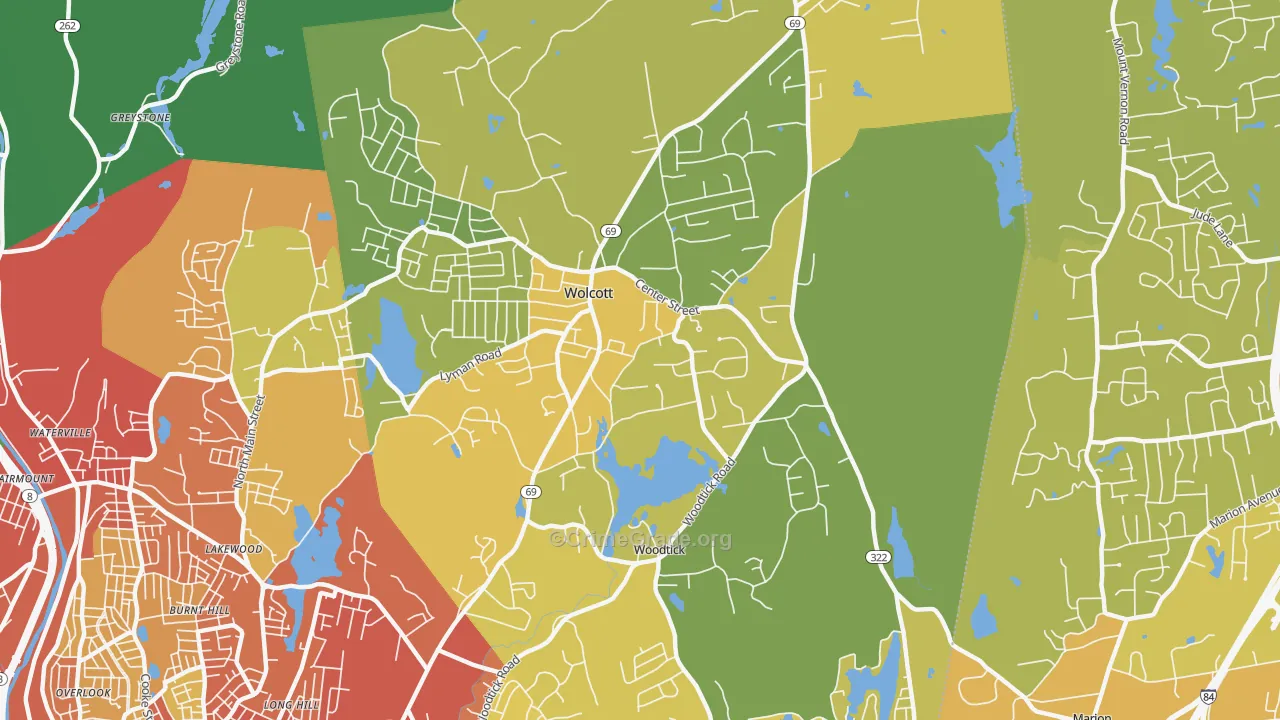 Wolcott, CT Map of Vehicle Theft Rates