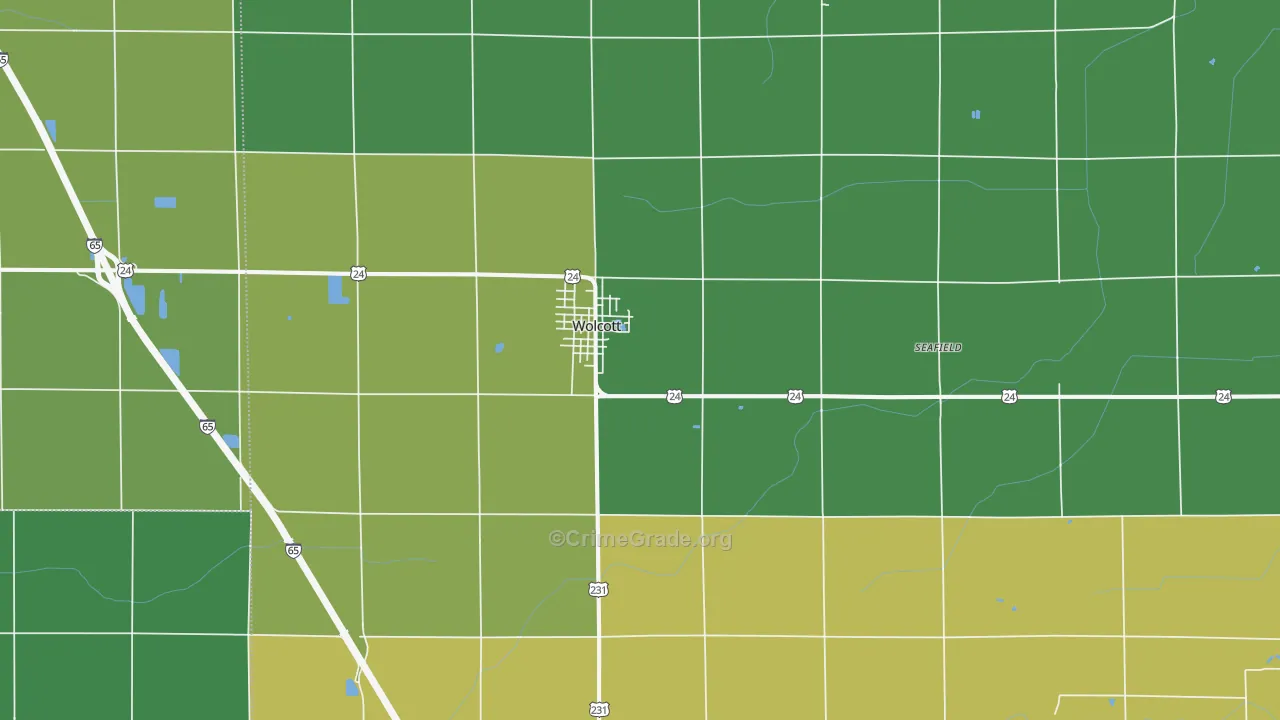 Wolcott, IN Map of Vehicle Theft Rates