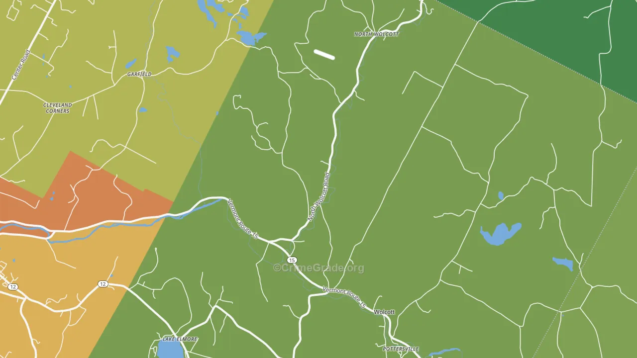 Wolcott, VT Map of Vehicle Theft Rates