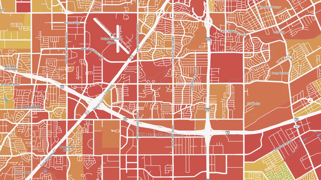 Wolf Creek, Dallas, TX Map of Vehicle Theft Rates