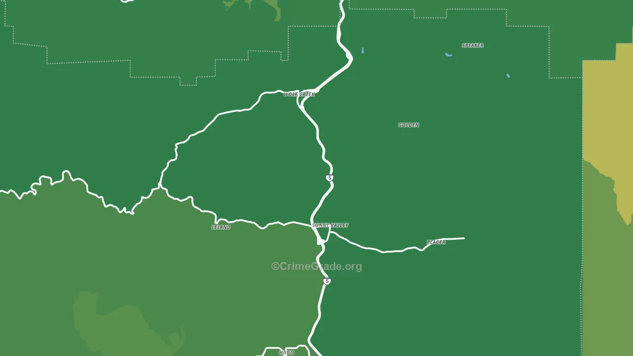 Wolf Creek, OR Map of Vehicle Theft Rates