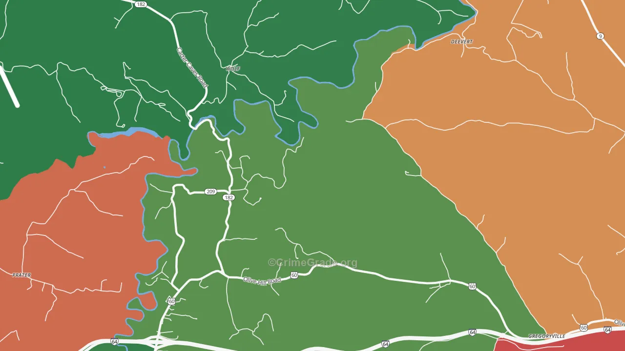Wolf, KY Map of Vehicle Theft Rates