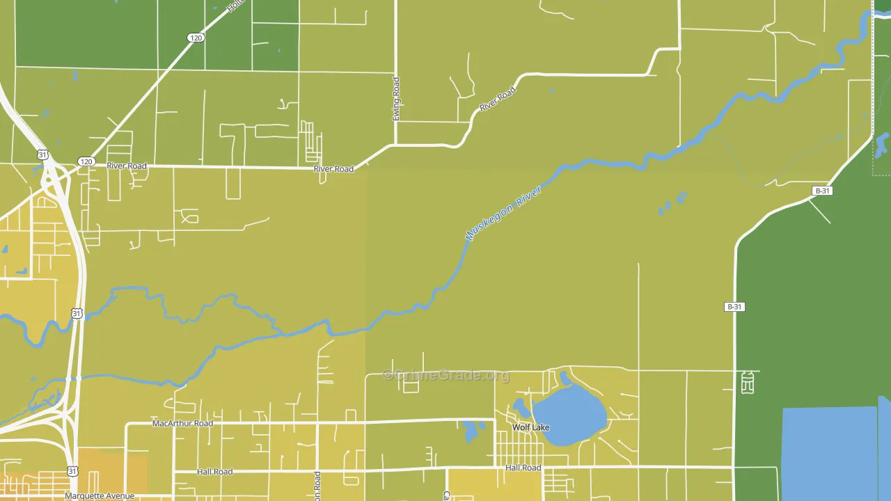 Wolf Lake, MI Map of Vehicle Theft Rates
