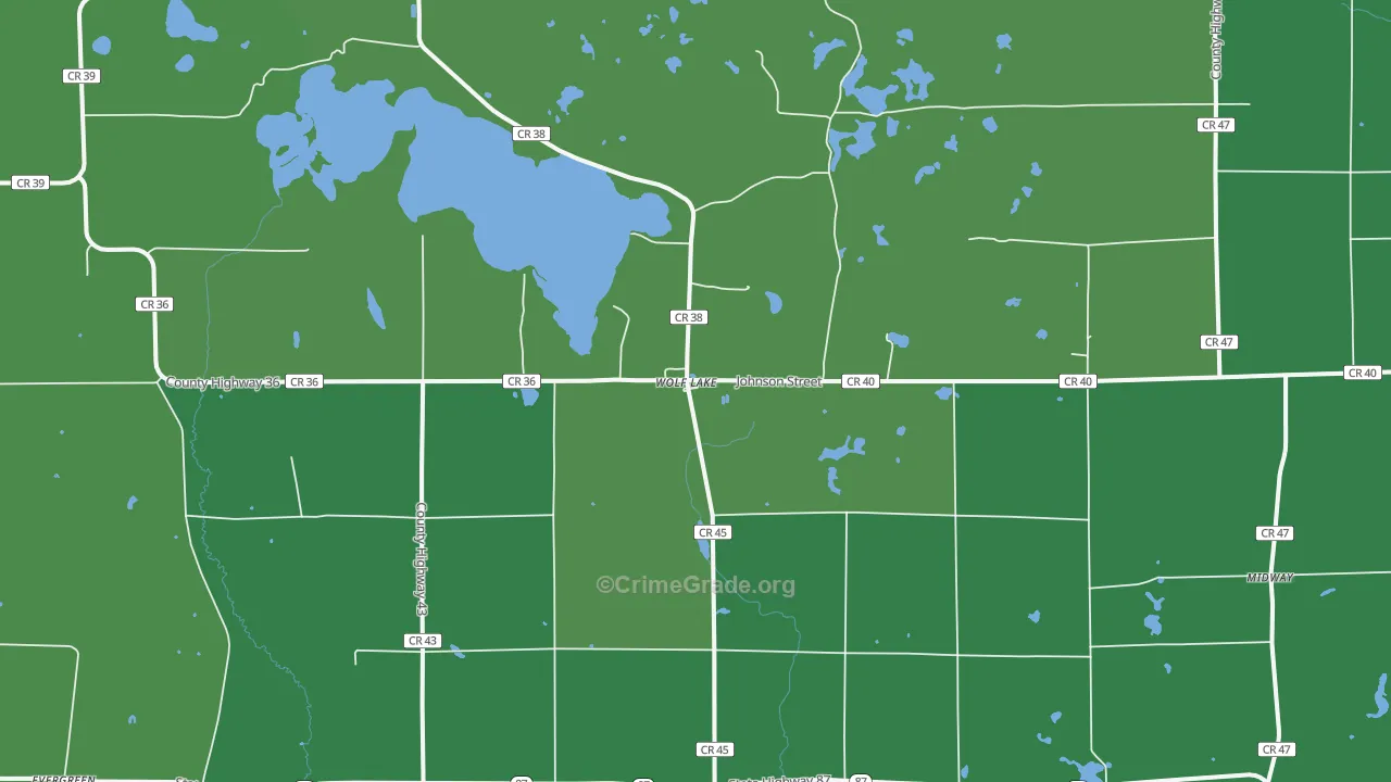 Wolf Lake, MN Map of Vehicle Theft Rates