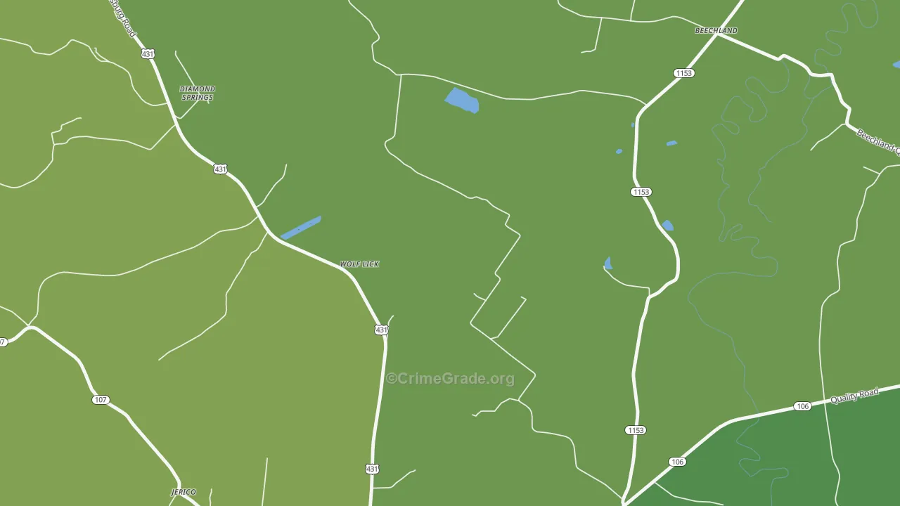 Wolf Lick, KY Map of Vehicle Theft Rates