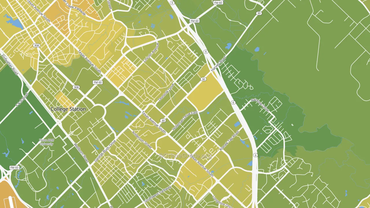 Wolf Pen Creek District, College Station, TX Map of Vehicle Theft Rates