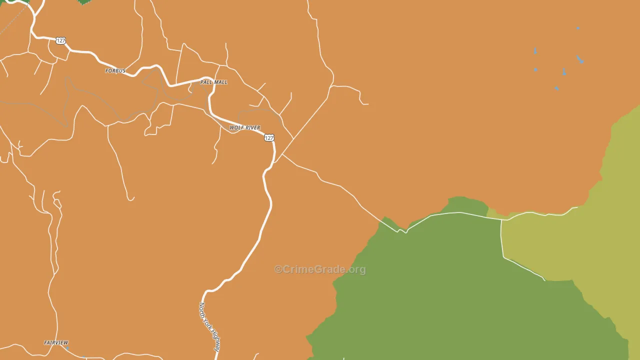 Wolf River, TN Map of Vehicle Theft Rates