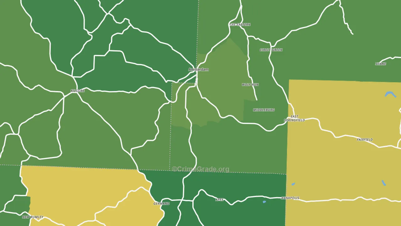 Wolf Run, OH Map of Vehicle Theft Rates