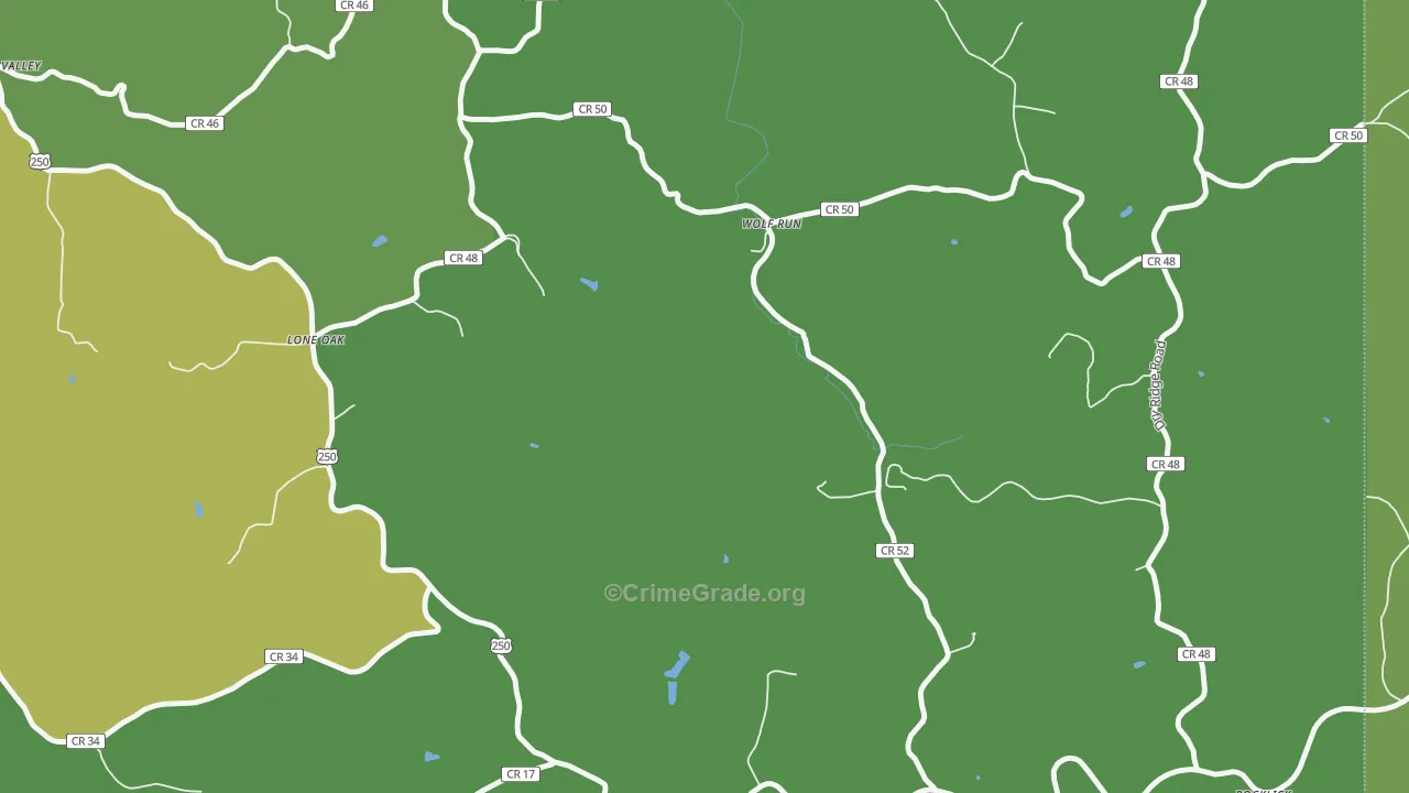 Wolf Run, WV Map of Vehicle Theft Rates