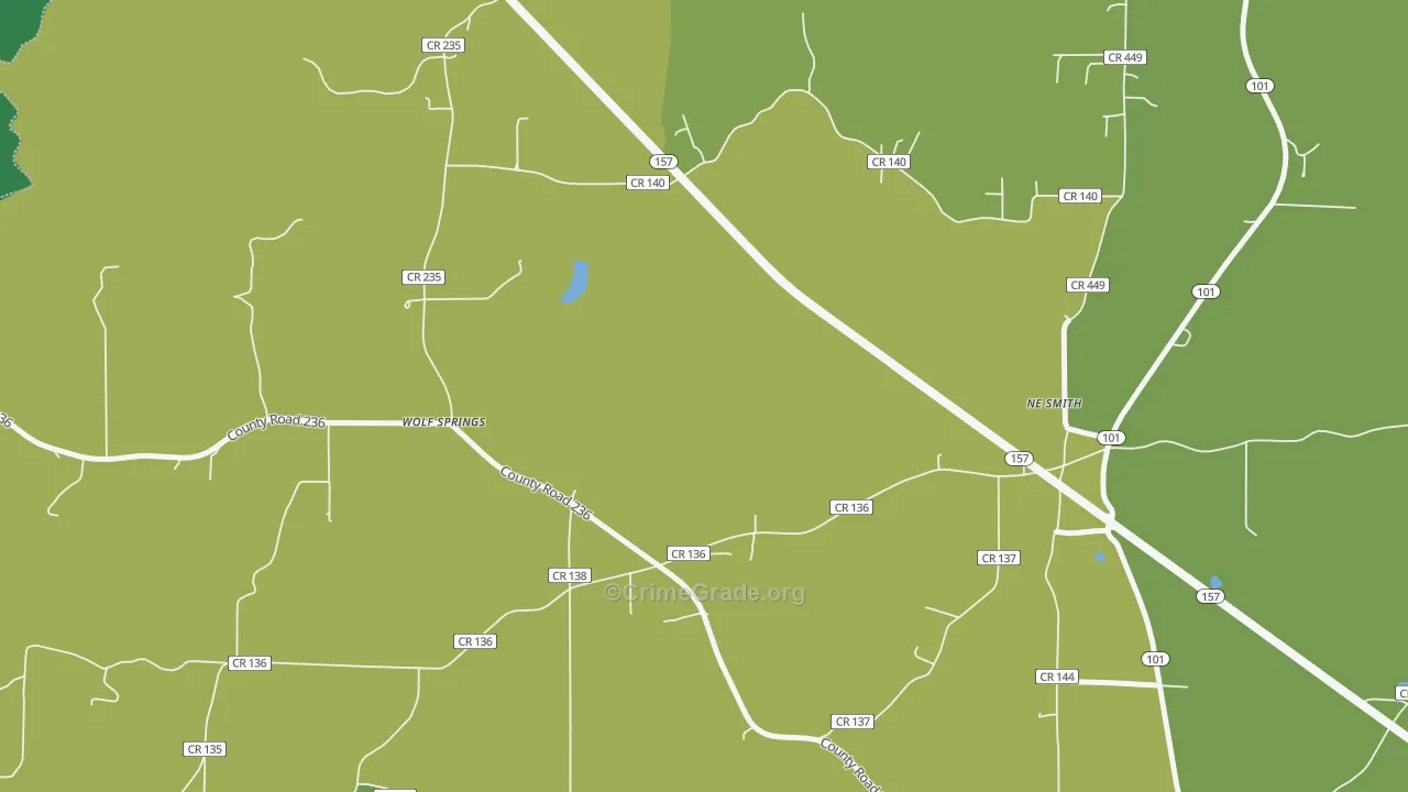 Wolf Springs, AL Map of Vehicle Theft Rates