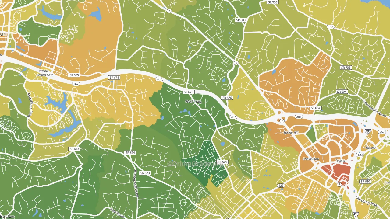 Wolf Trap, VA Map of Vehicle Theft Rates