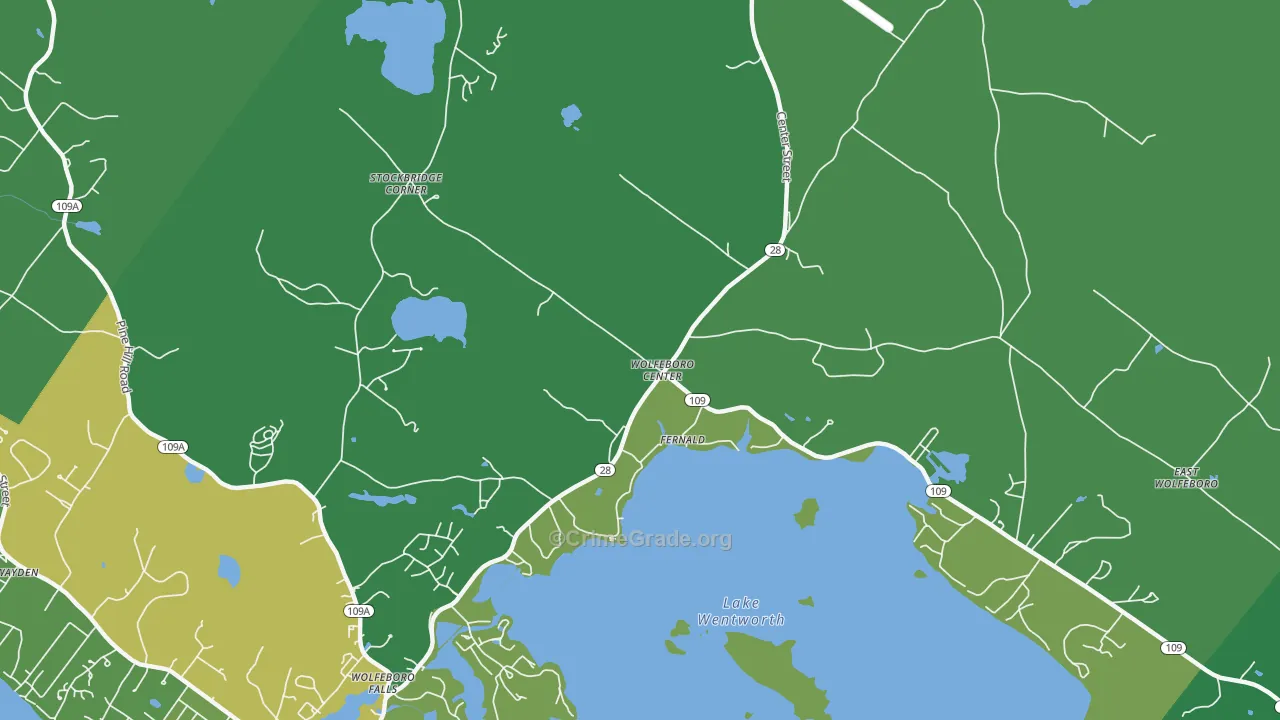 Wolfeboro Center, NH Map of Vehicle Theft Rates