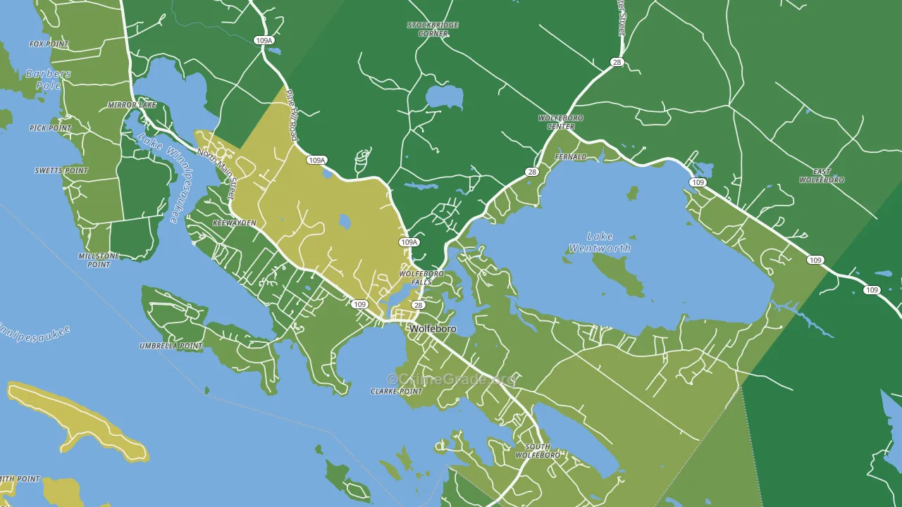 Wolfeboro, NH Map of Vehicle Theft Rates