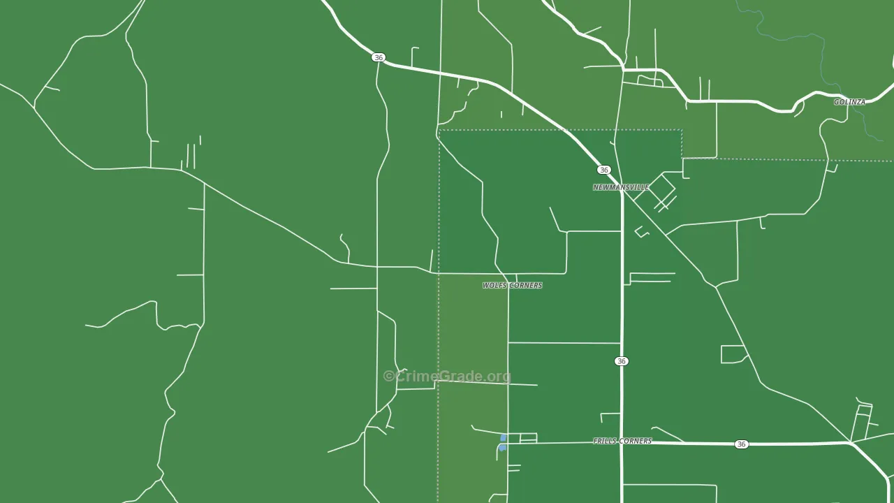 Wolfs Corner, PA Map of Vehicle Theft Rates
