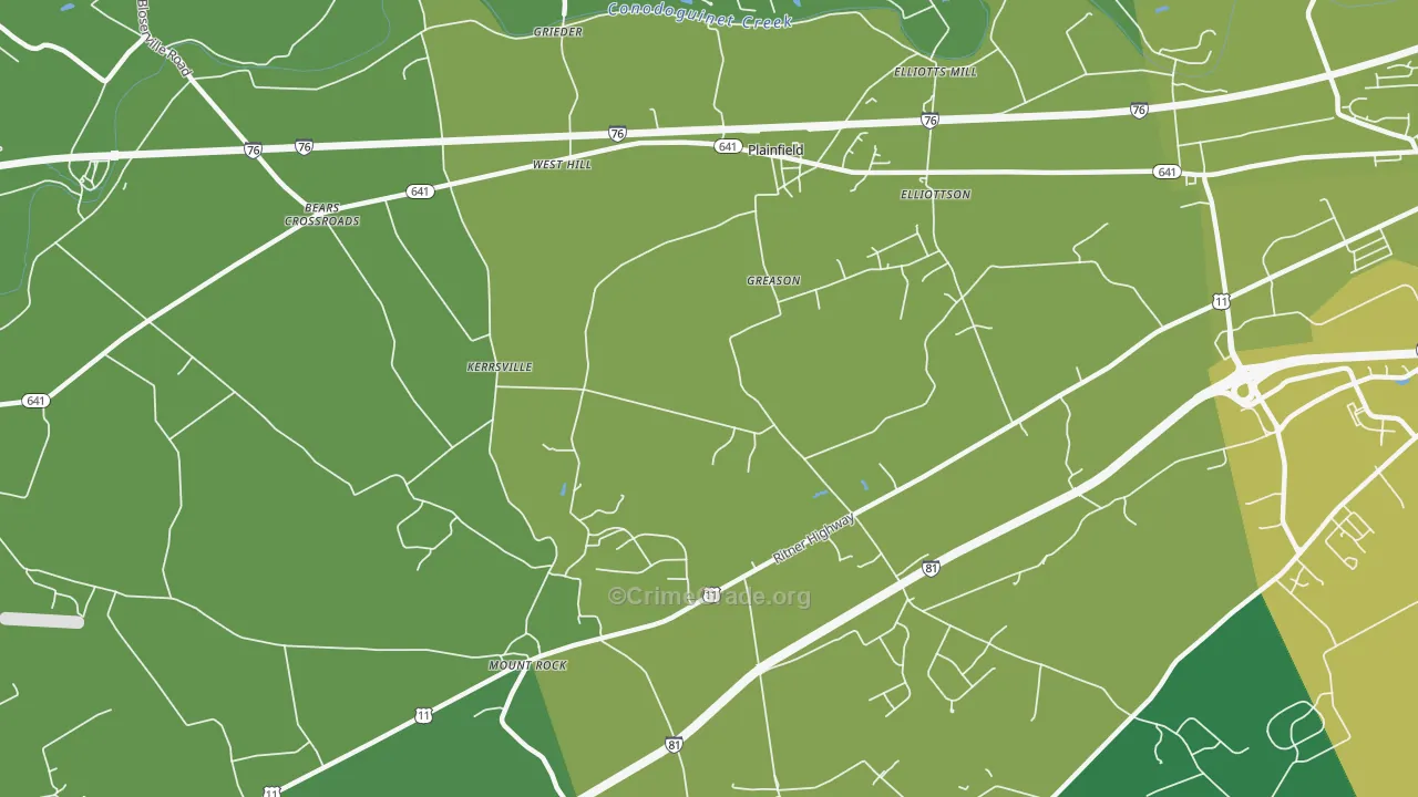 Wolfs Crossroads, PA Map of Vehicle Theft Rates