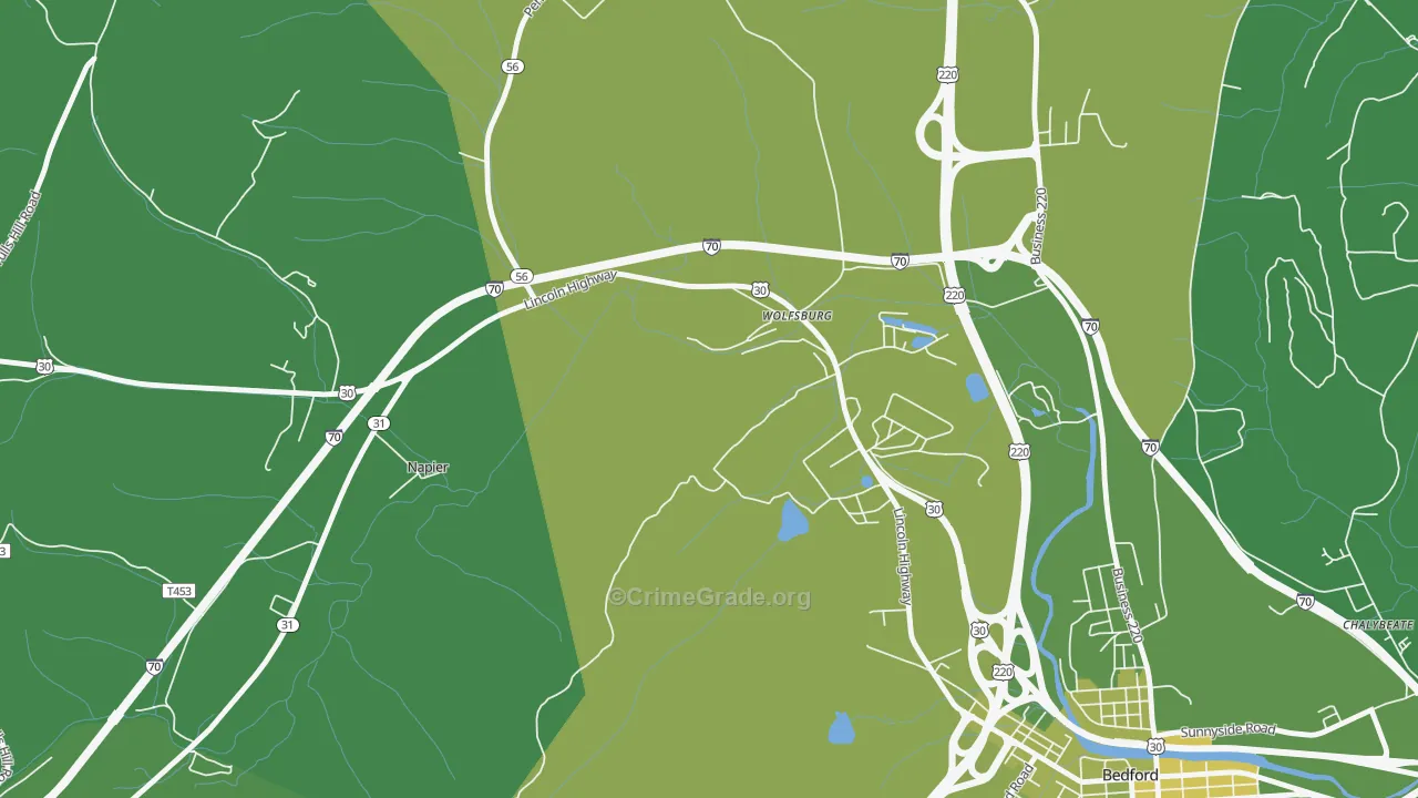 Wolfsburg, PA Map of Vehicle Theft Rates