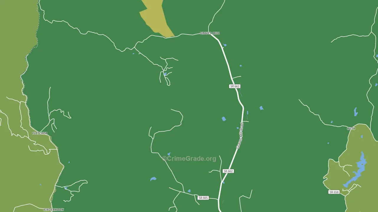 Wolftown, VA Map of Vehicle Theft Rates