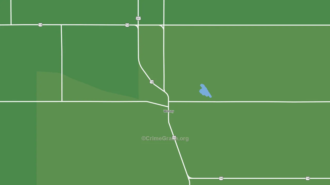 Wolsey, SD Map of Vehicle Theft Rates