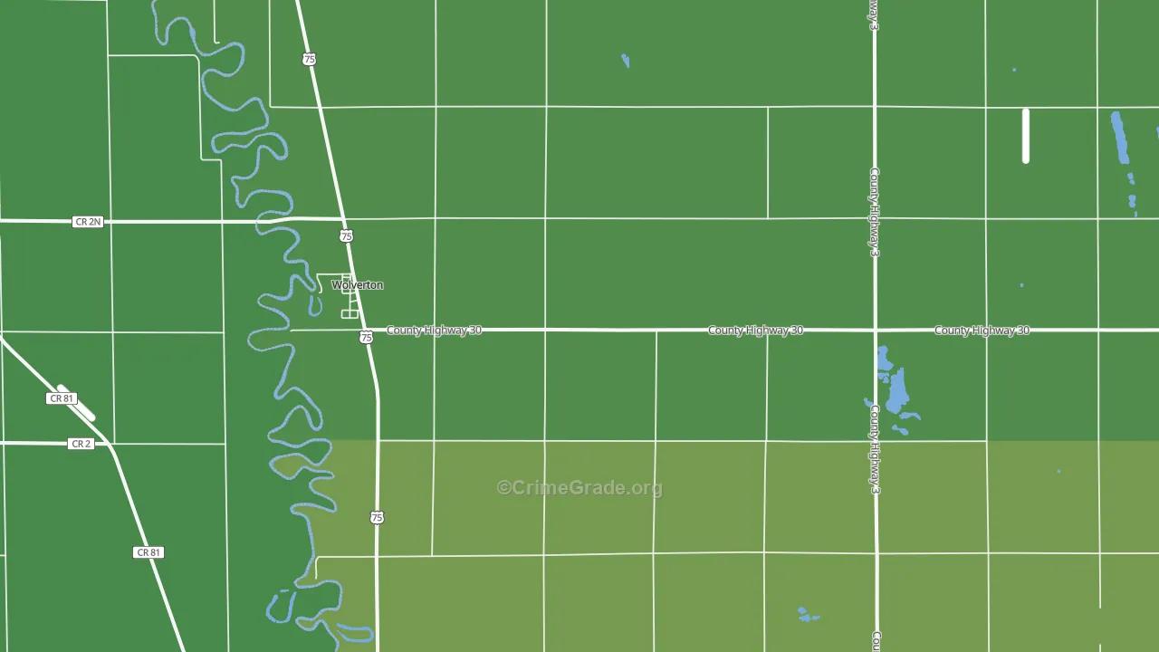 Wolverton, MN Map of Vehicle Theft Rates