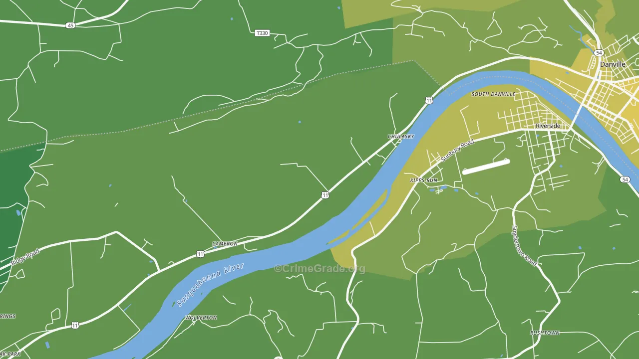 Wolverton, PA Map of Vehicle Theft Rates