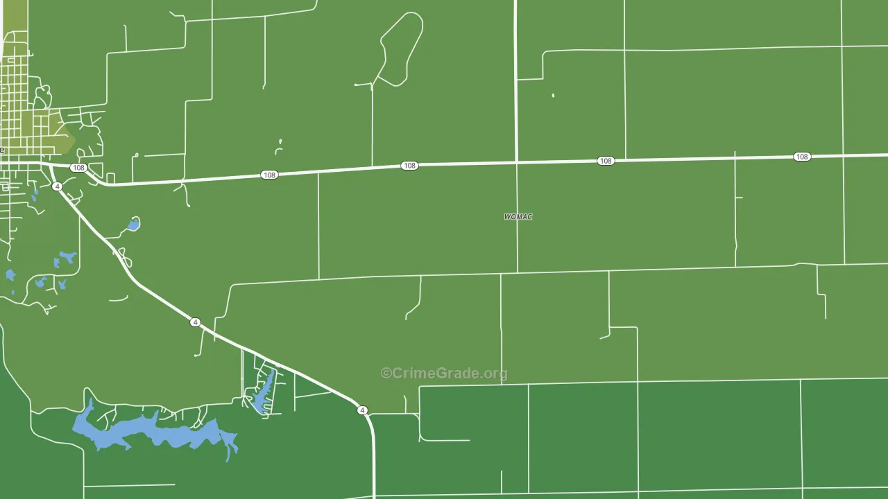Womac, IL Map of Vehicle Theft Rates