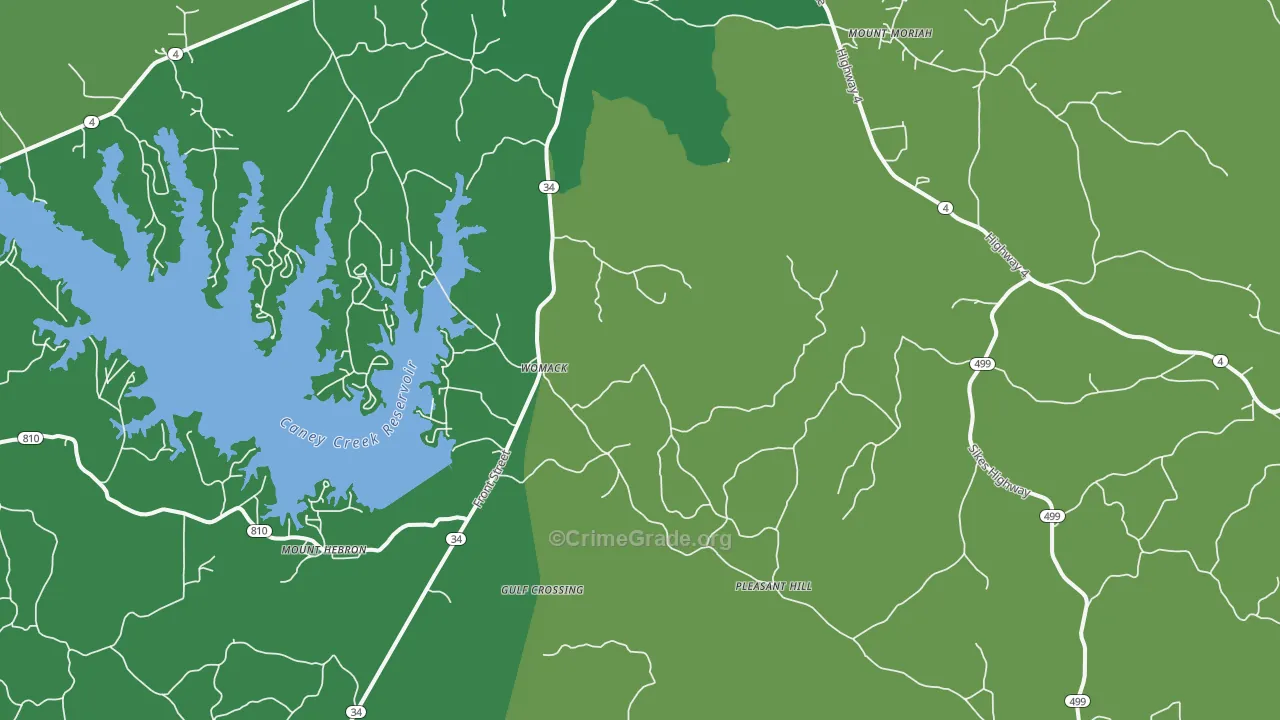 Womack, LA Map of Vehicle Theft Rates