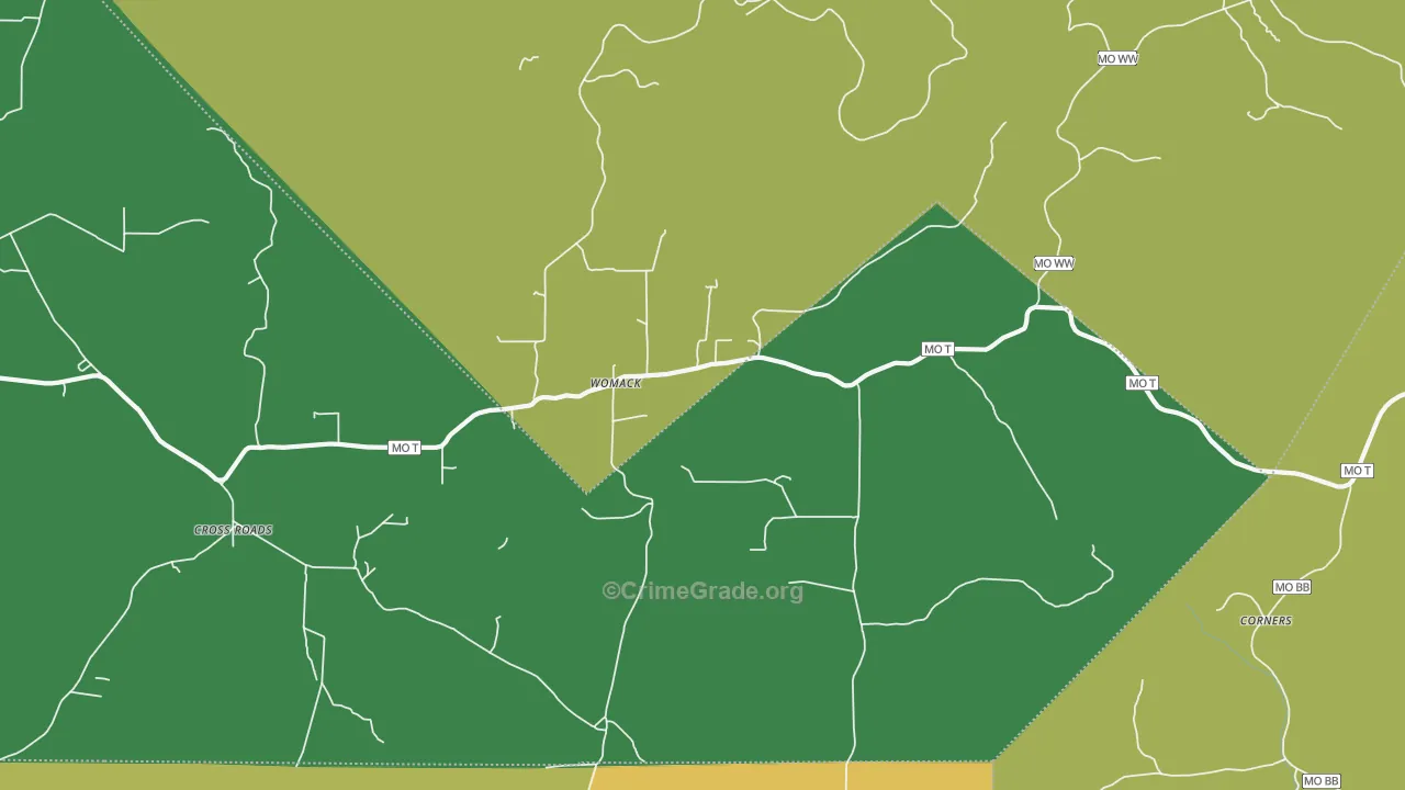 Womack, MO Map of Vehicle Theft Rates
