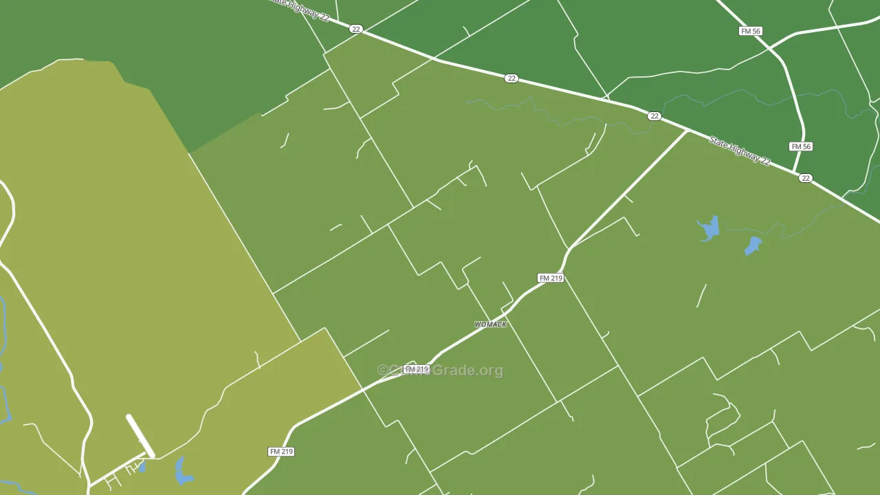 Womack, TX Map of Vehicle Theft Rates