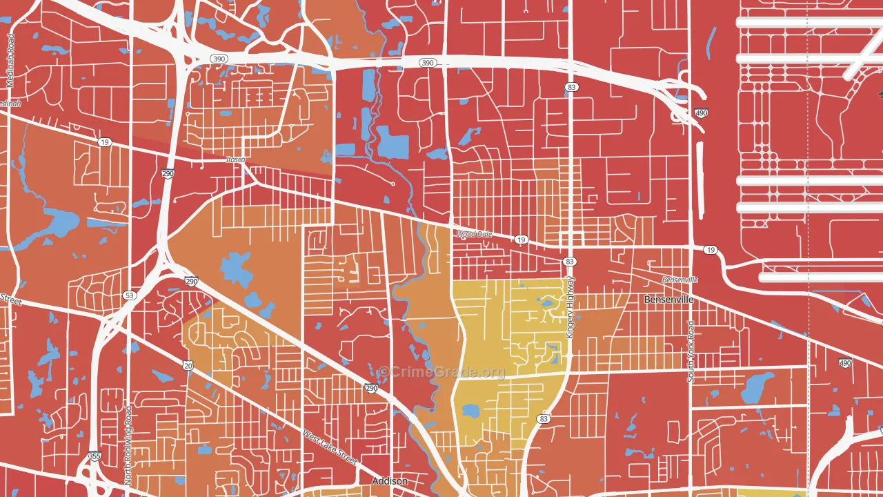 Wood Dale, IL Map of Vehicle Theft Rates