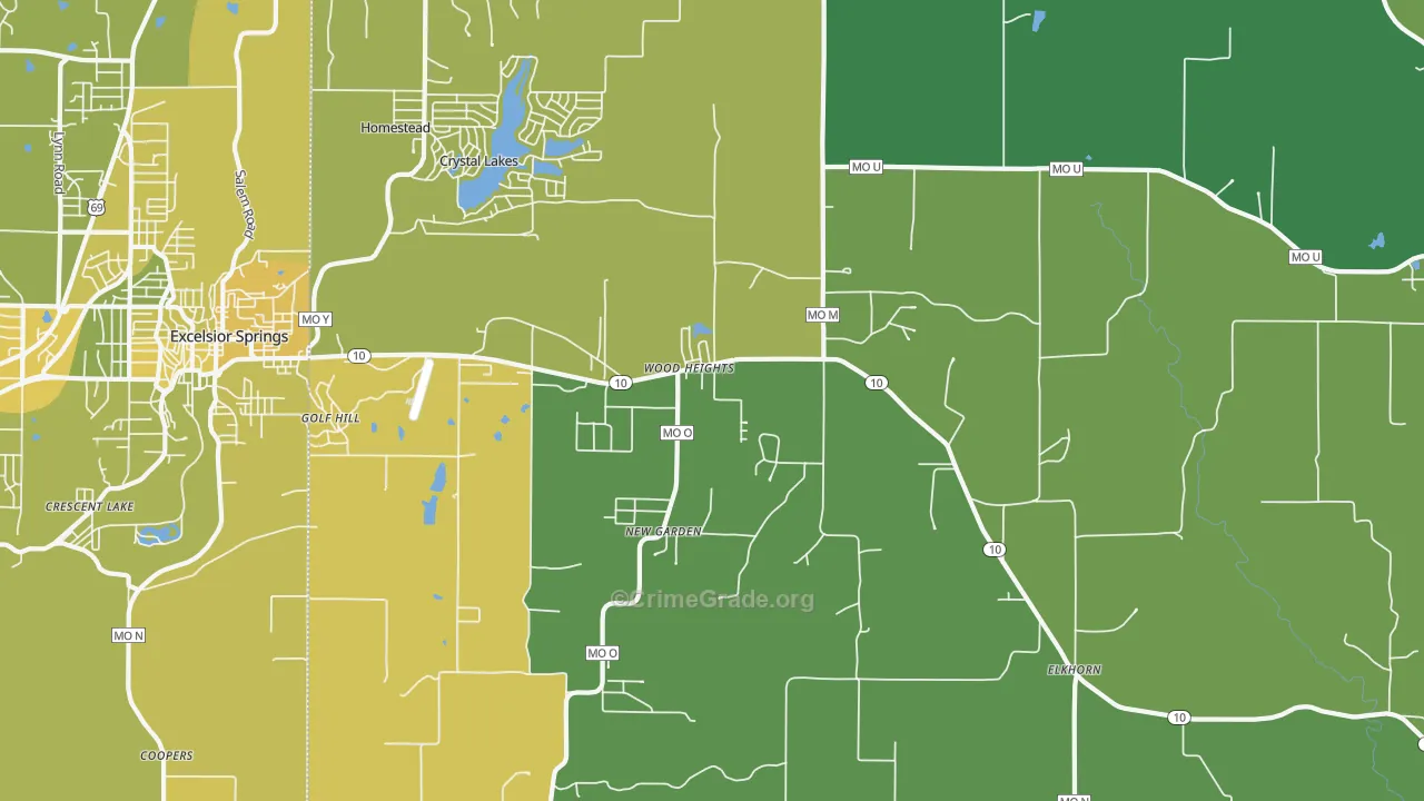 Wood Heights, MO Map of Vehicle Theft Rates
