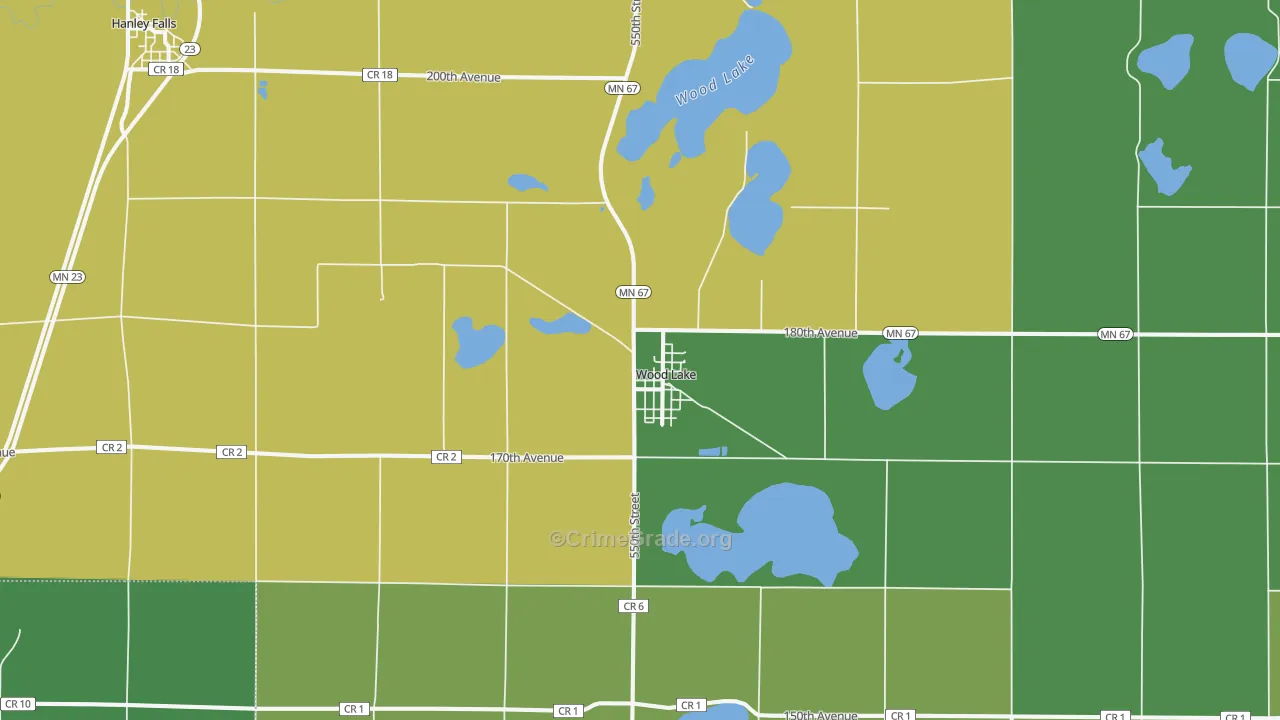 Wood Lake, MN Map of Vehicle Theft Rates