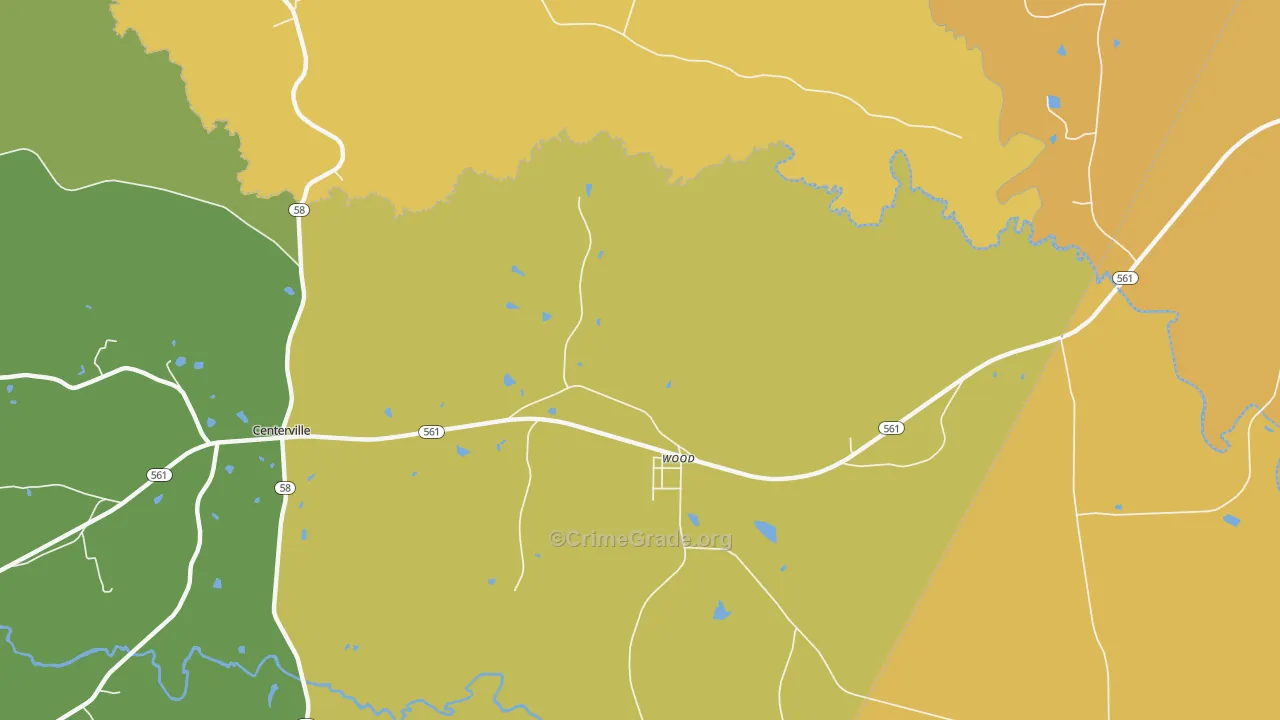 Wood, NC Map of Vehicle Theft Rates