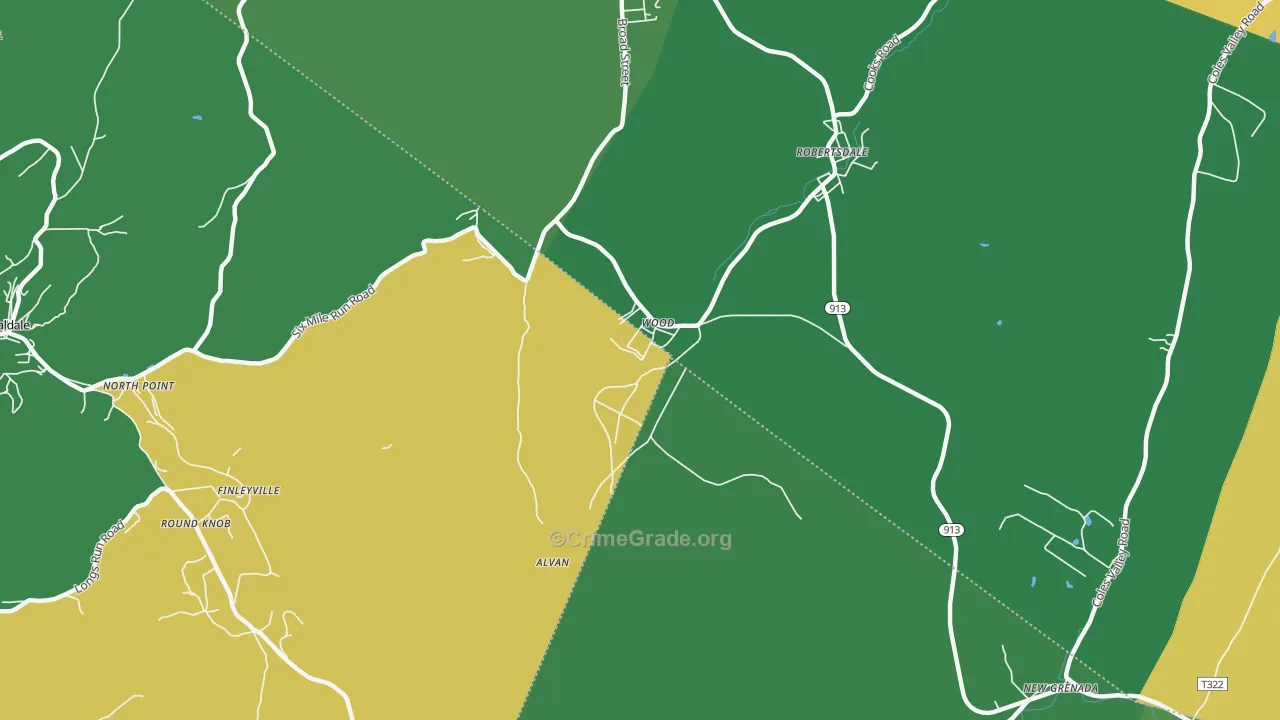 Wood, PA Map of Vehicle Theft Rates