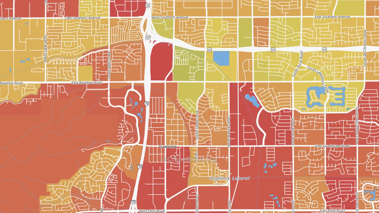 Wood Park, Tempe, AZ Map of Vehicle Theft Rates
