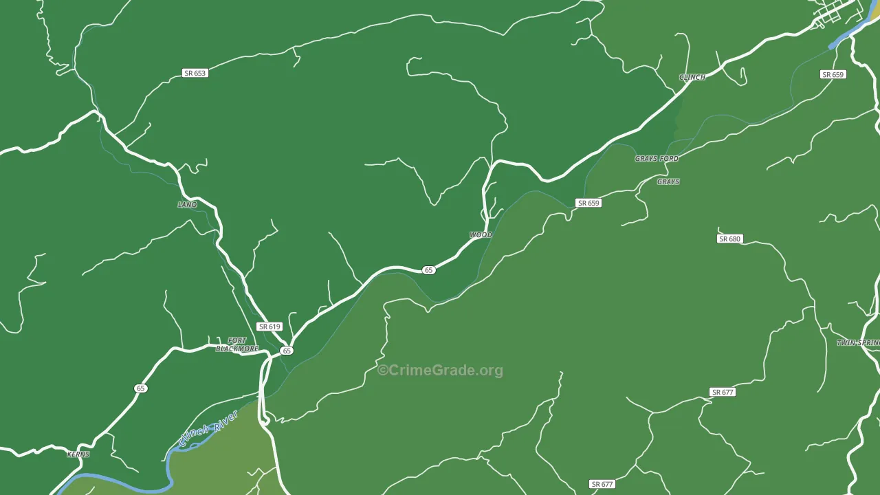 Wood, VA Map of Vehicle Theft Rates