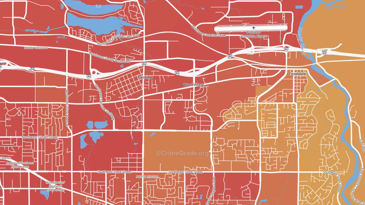 Wood Village, OR Map of Vehicle Theft Rates