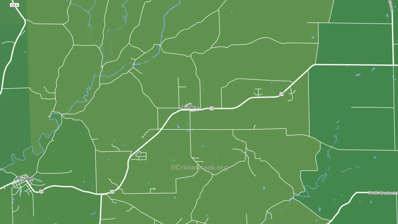 Woodbine, IL Map of Vehicle Theft Rates