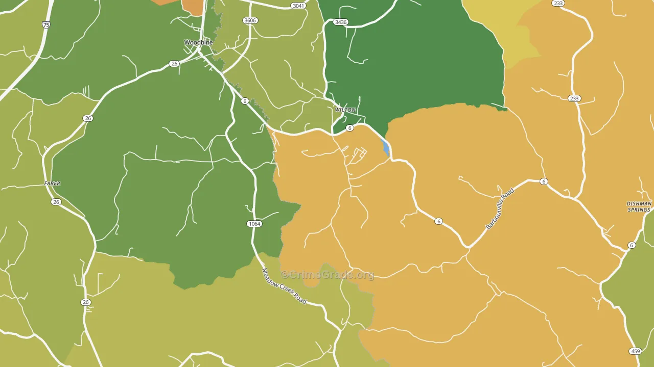 Woodbine, KY Map of Vehicle Theft Rates