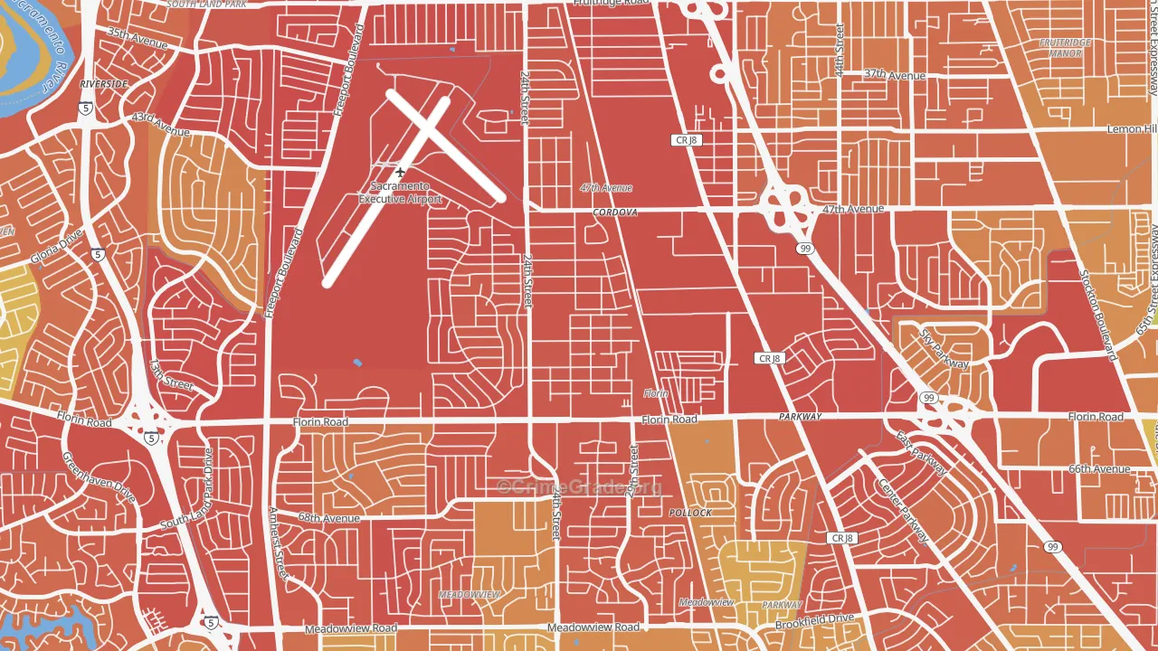Woodbine, Sacramento, CA Map of Vehicle Theft Rates