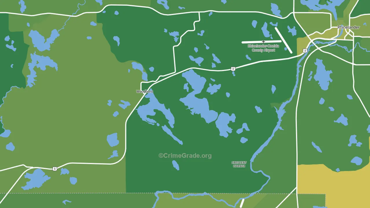 Woodboro, WI Map of Vehicle Theft Rates