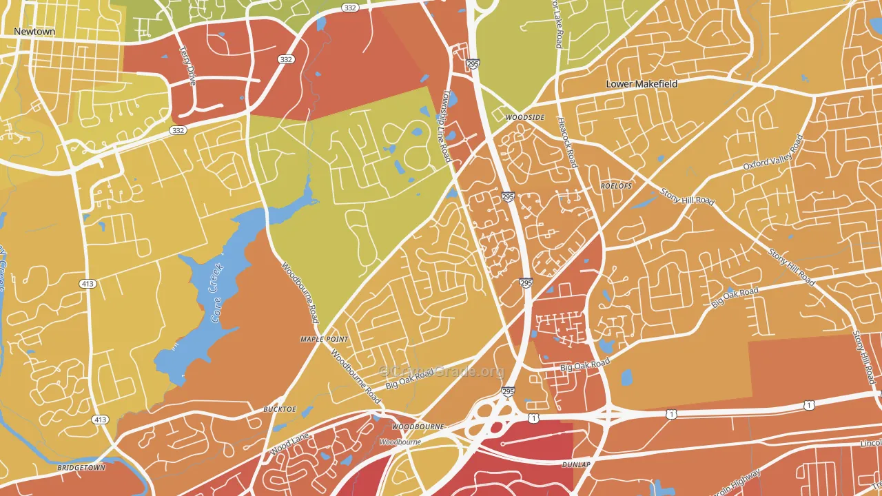 Woodbourne, PA Map of Vehicle Theft Rates