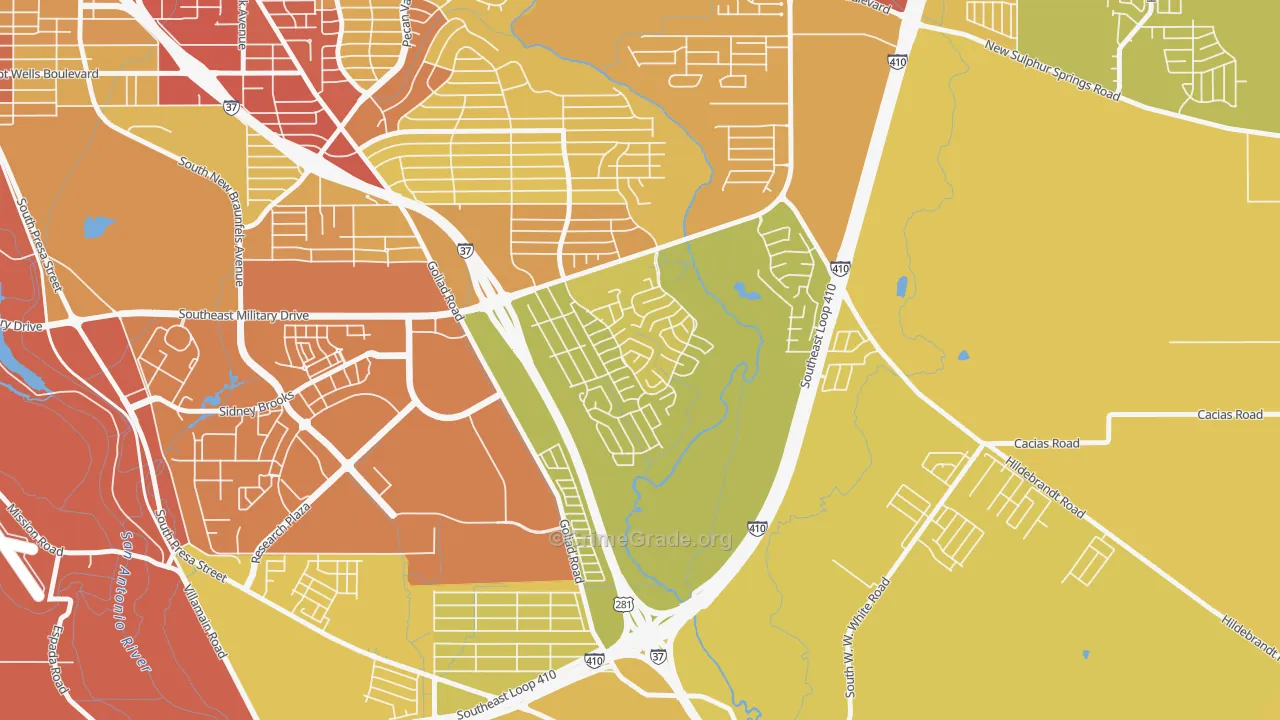 Woodbridge at Monte Viejo, San Antonio, TX Map of Vehicle Theft Rates