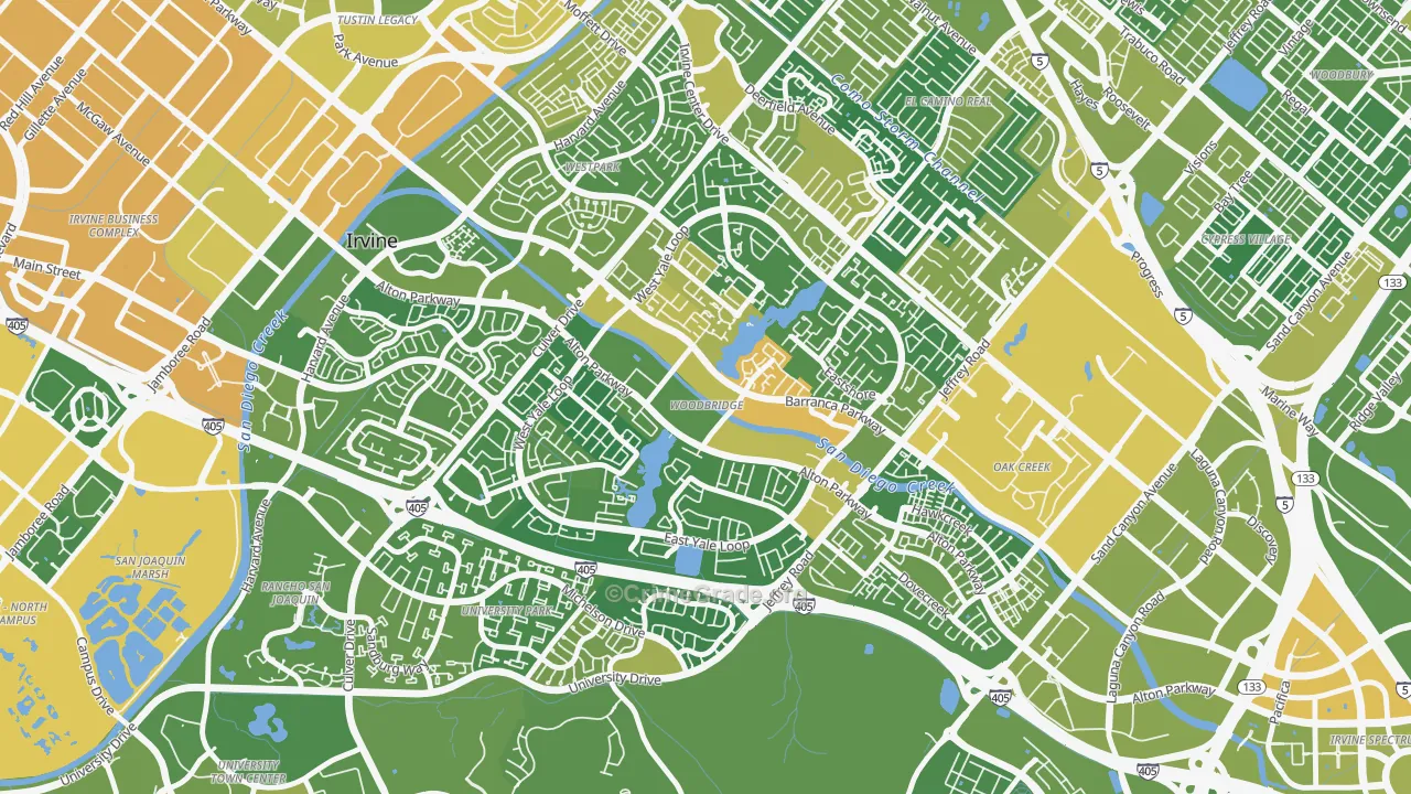 Woodbridge, Irvine, CA Map of Vehicle Theft Rates